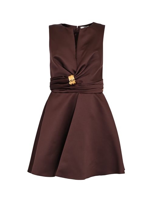 Abito in duchesse con dettaglio gioiello Cacao Elisabetta Franchi | AB87261E2644